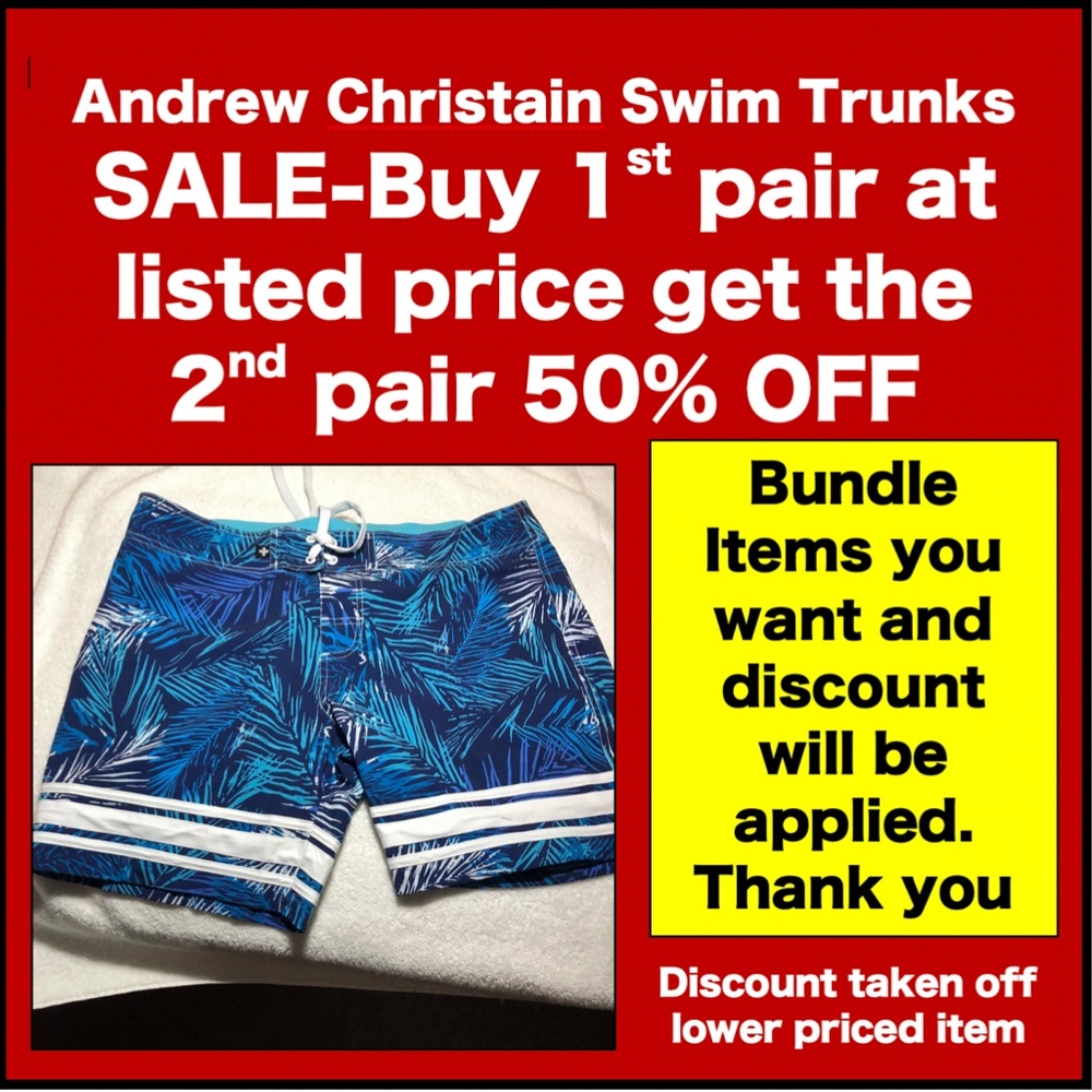 Andrew Christian- Swim Trunks- Palm Print